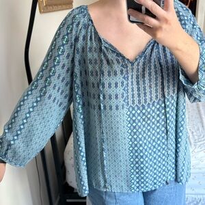 Blue Geometric Women's Top